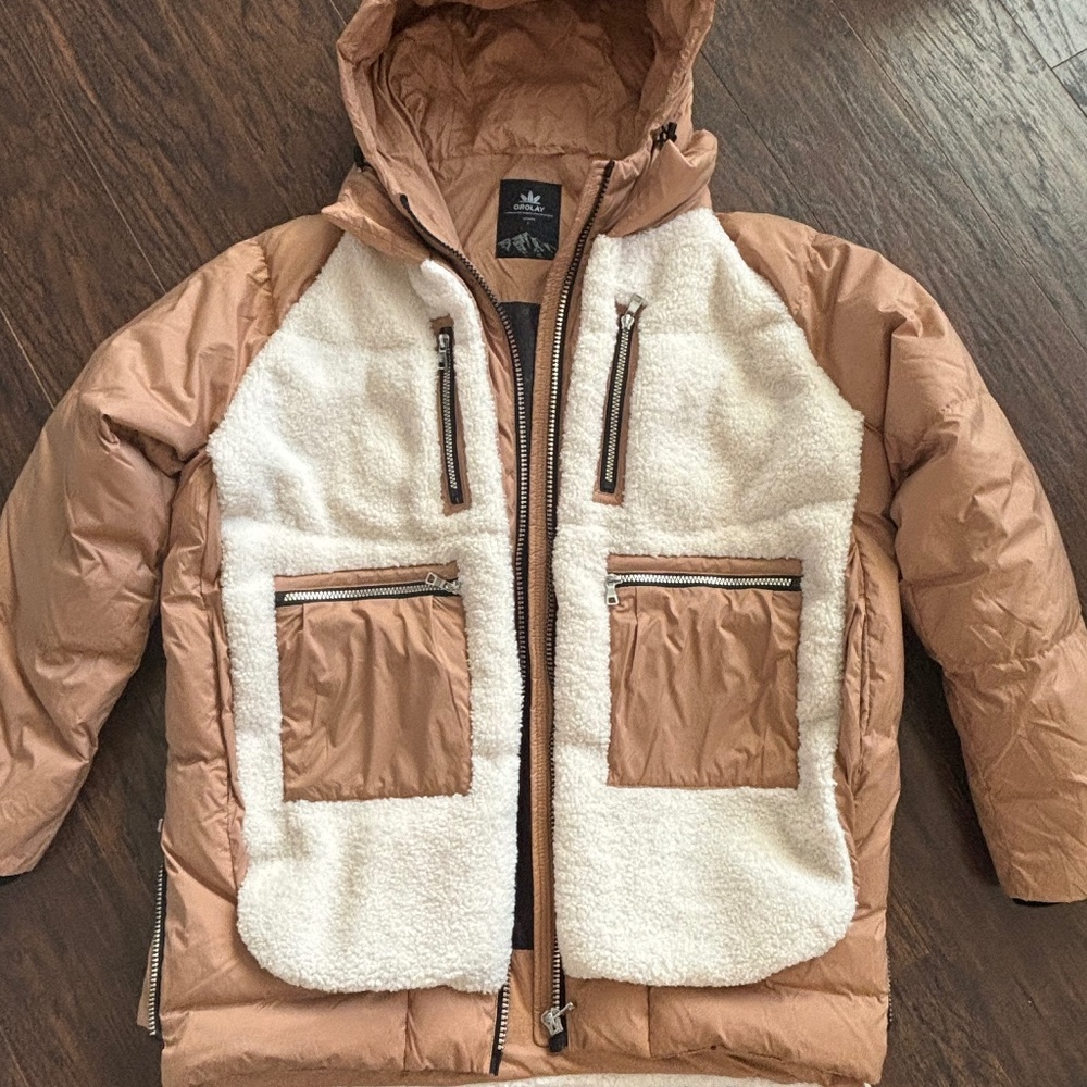 Orolay fuzzy fleece puffer down jacket